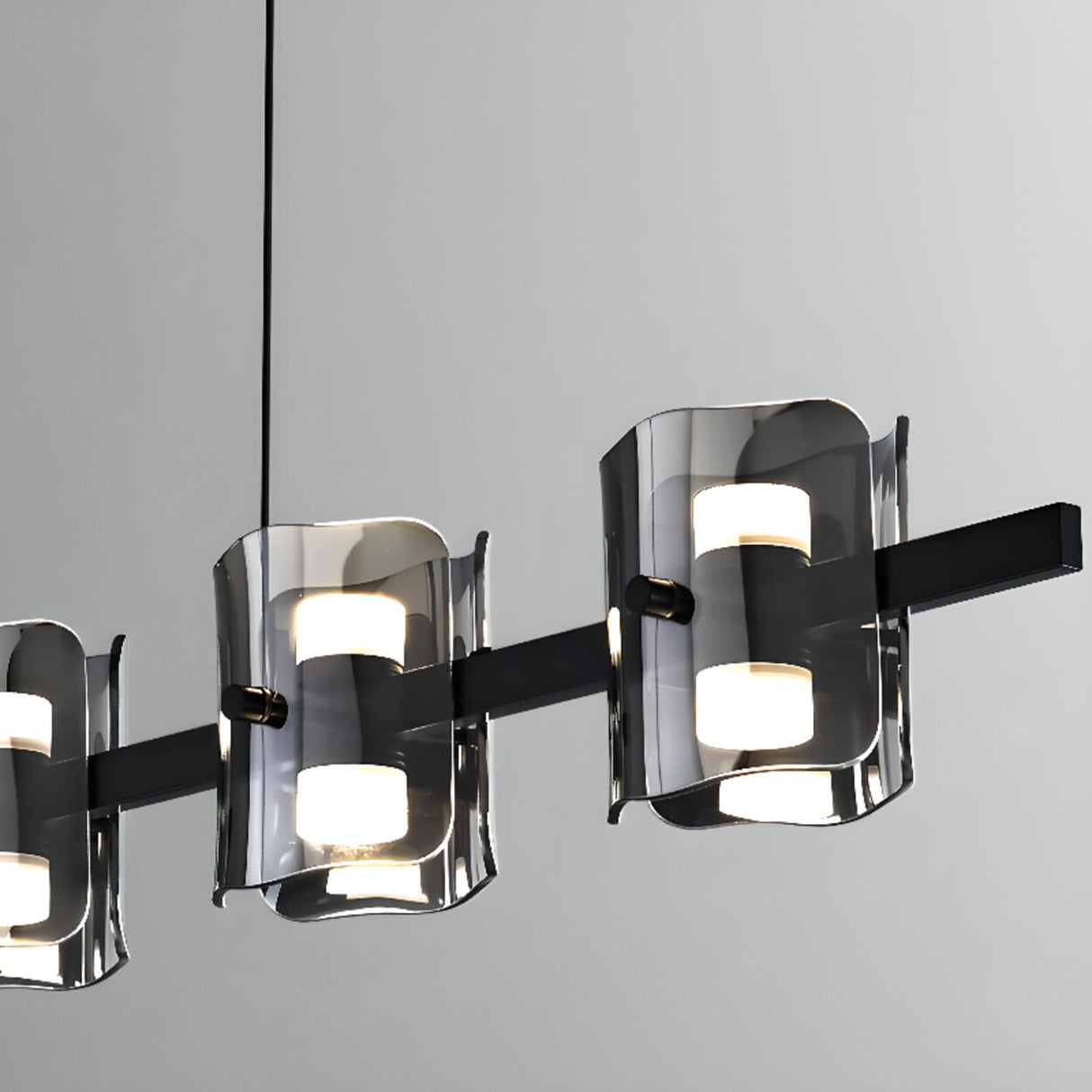 5-Light Modern Linear Glass Island Pendant Light Image - 10