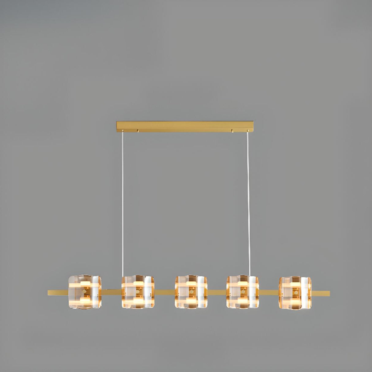 5-Light Modern Linear Glass Island Pendant Light Image - 4