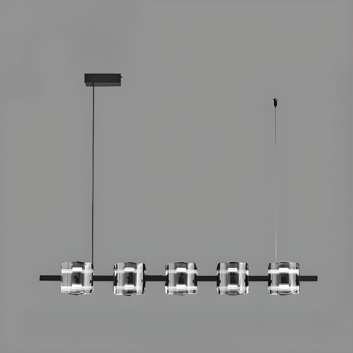 5-Light Modern Linear Glass Island Pendant Light Image - 6