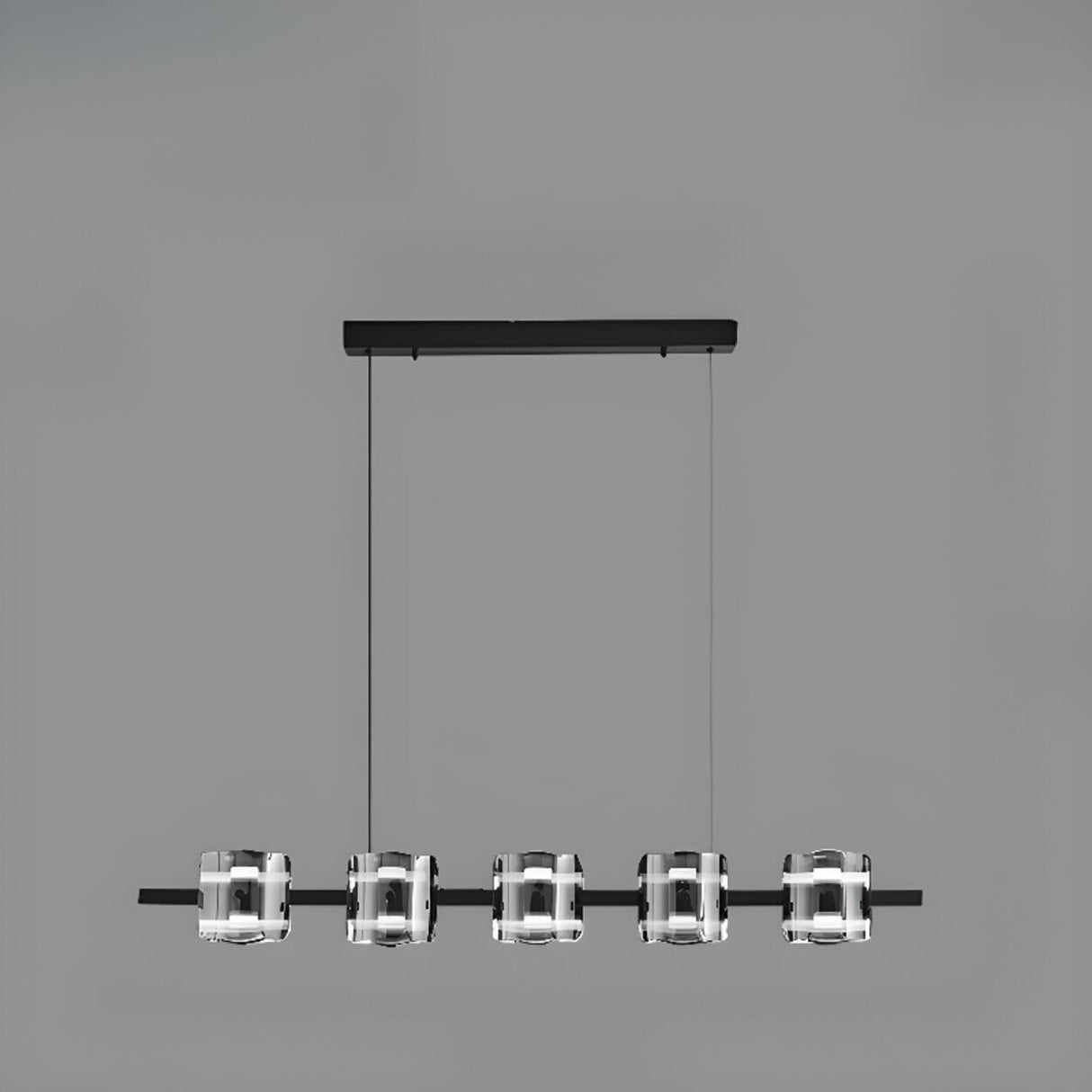 5-Light Modern Linear Glass Island Pendant Light Image - 7