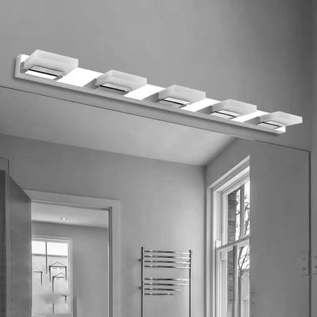 5-Light Modern Rectangular LED White Vanity Lights Image - 1