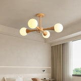 5-Light Modern Wood Globe Chandelier Ceiling Light Image - 15