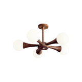 5-Light Modern Wood Globe Chandelier Ceiling Light Image - 5