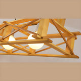 5-Light Modern Wooden Truss Island Pendant Light Image - 10