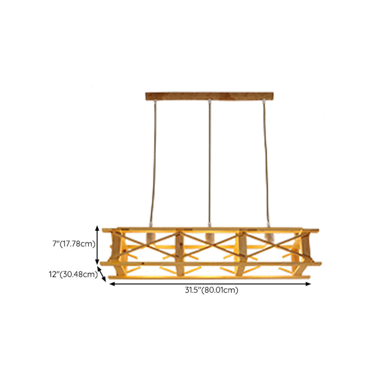 5-Light Modern Wooden Truss Island Pendant Light 