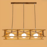 5-Light Modern Wooden Truss Island Pendant Light Image - 2