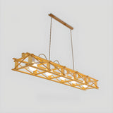 5-Light Modern Wooden Truss Island Pendant Light Image - 6