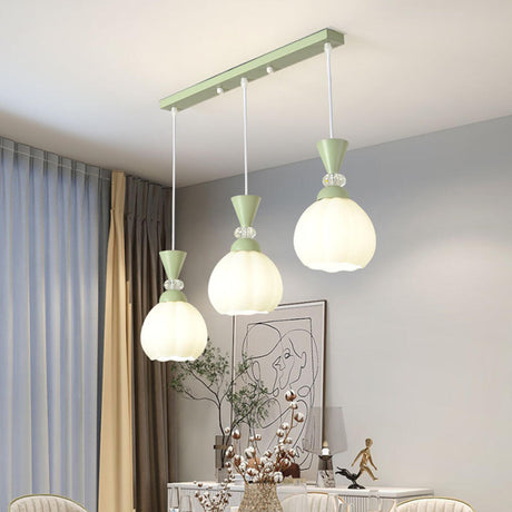 5-Light Modish Green Floral Island Chandelier Light Image - 2