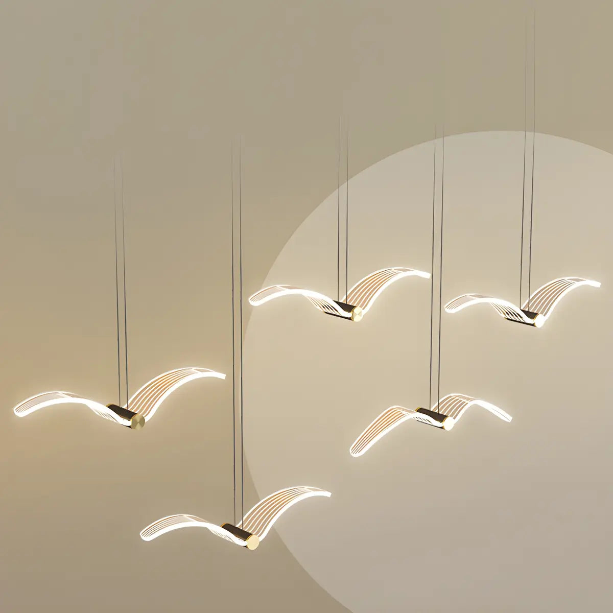 5-Light Nordic Seagull LED Large Island Ceiling Light Image - 8