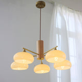 5-Light Nordic Wood LED Chandelier, Adjustable Rod Image - 1