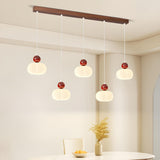 5-Light Trendy Red Globe and Pumpkin Island Hanging Light Image - 1