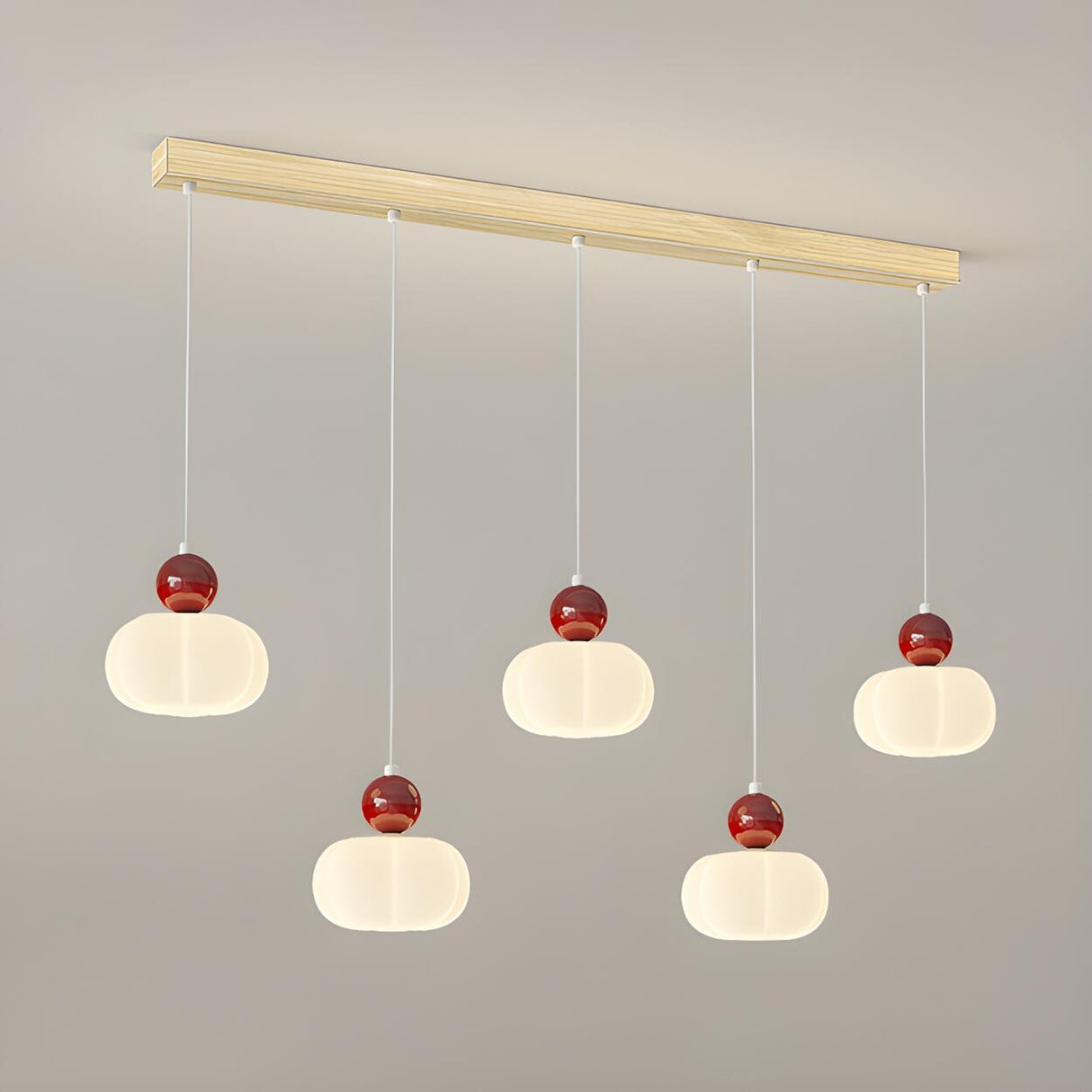 5-Light Trendy Red Globe and Pumpkin Island Hanging Light Image - 13