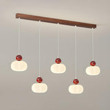 5-Light Trendy Red Globe and Pumpkin Island Hanging Light Image - 9