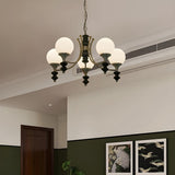 5 Lights Classic Black and White Globe Chandelier Image - 12