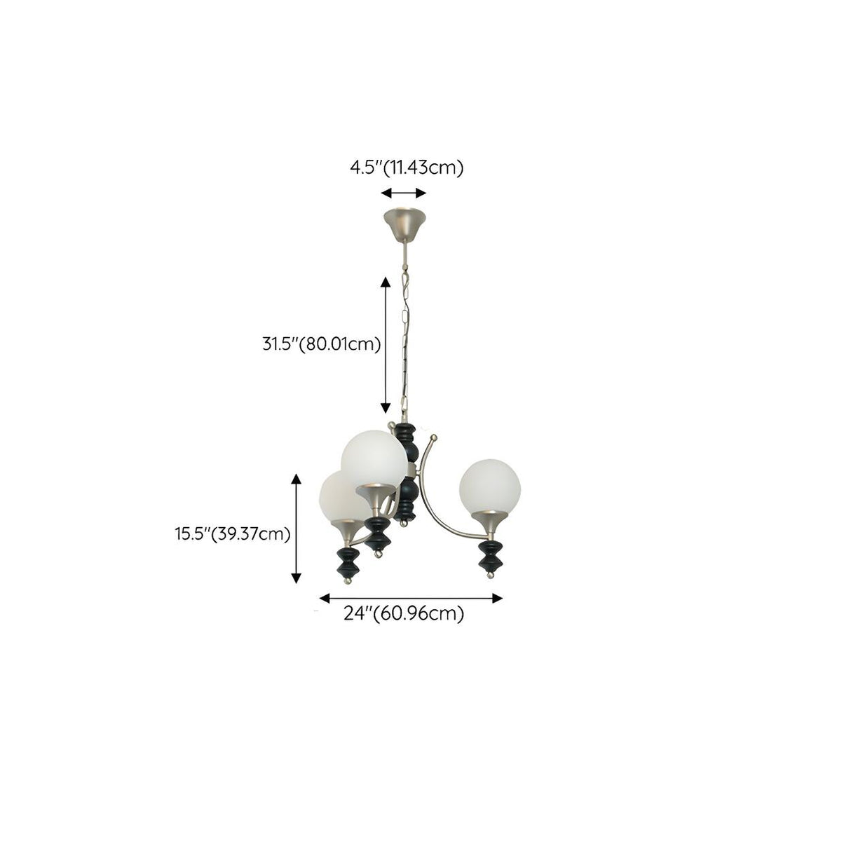 5 Lights Classic Black and White Globe Chandelier 