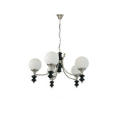 5 Lights Classic Black and White Globe Chandelier Image - 3