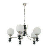 5 Lights Classic Black and White Globe Chandelier Image - 7