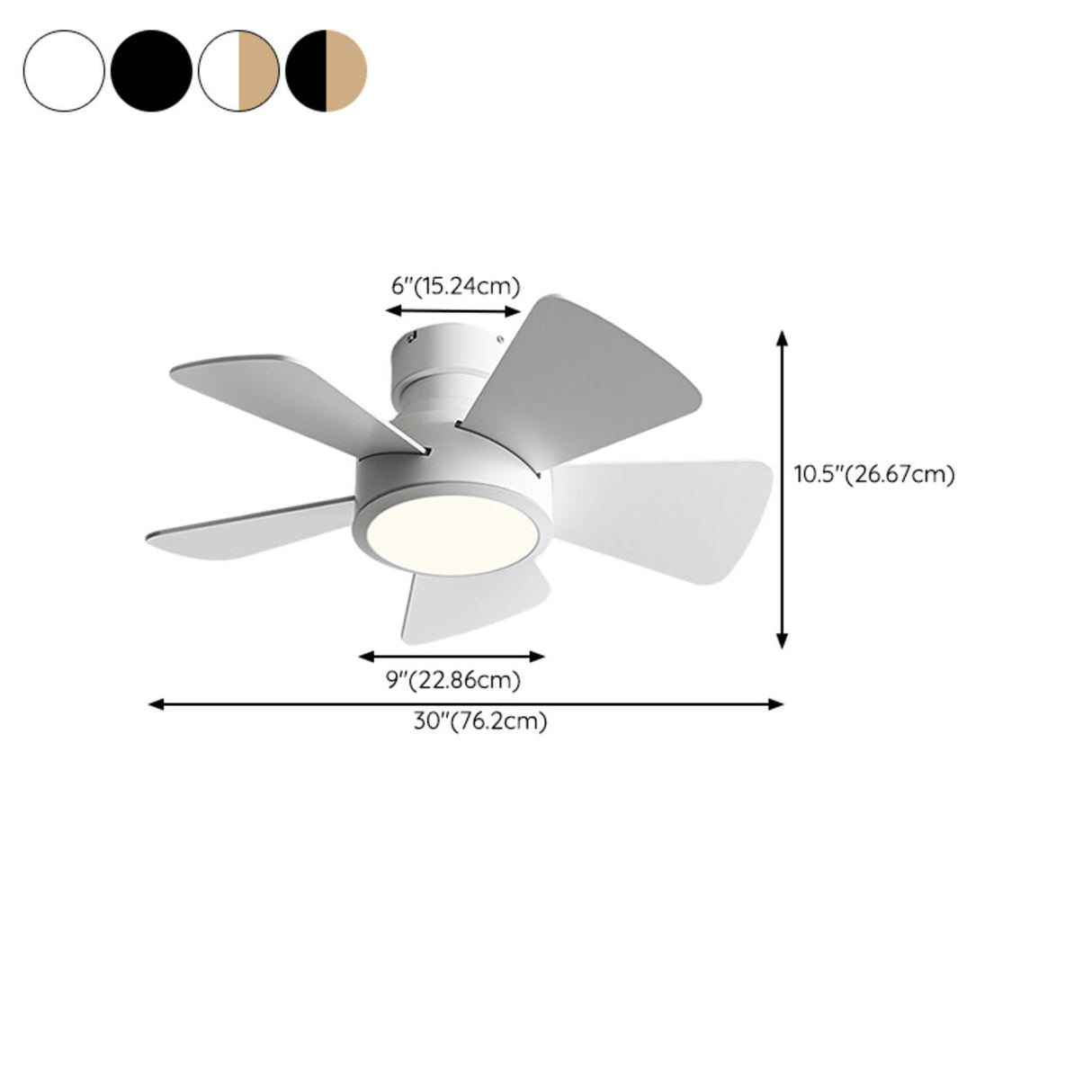 5 Solid Wood Blades Modern Ceiling Fan with LED Light 