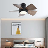 5 Solid Wood Blades Modern Ceiling Fan with LED Light Image - 2