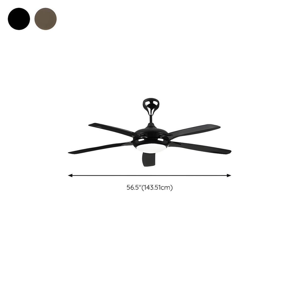 57 Inch Modern Living Room Metal Ceiling Fan with Light 