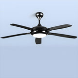 57 Inch Modern Living Room Metal Ceiling Fan with Light Image - 2