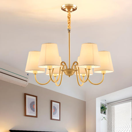 6-Light Classic Gold Chandelier Adjustable Height Image - 1