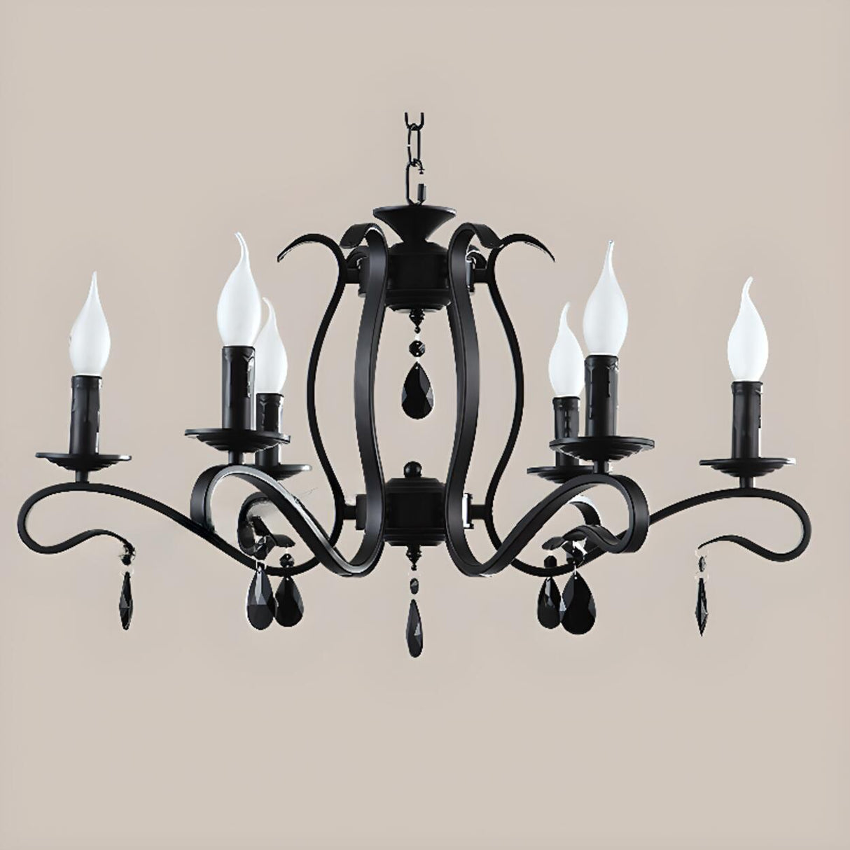 6-Light Classic Iron Chain Candle Chandelier Image - 13