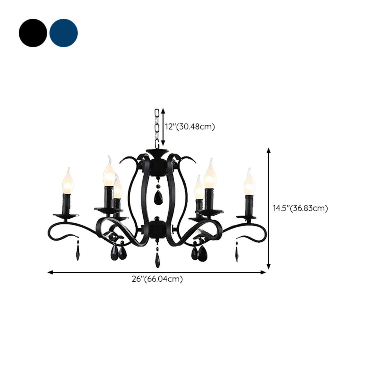 6-Light Classic Iron Chain Candle Chandelier 