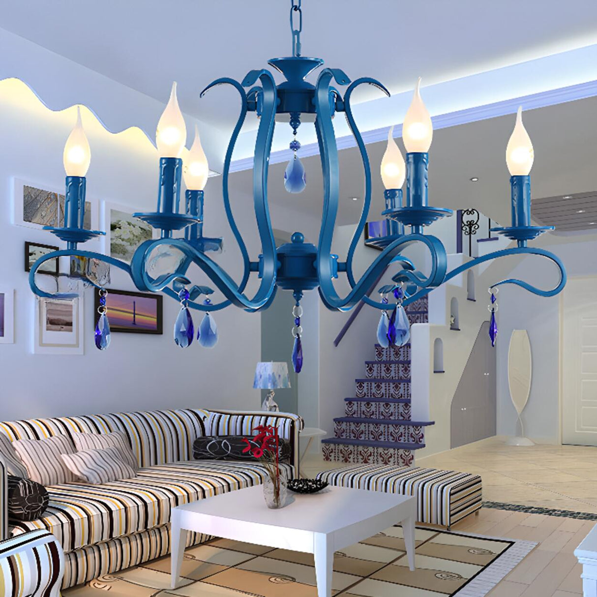 6-Light Classic Iron Chain Candle Chandelier Image - 3