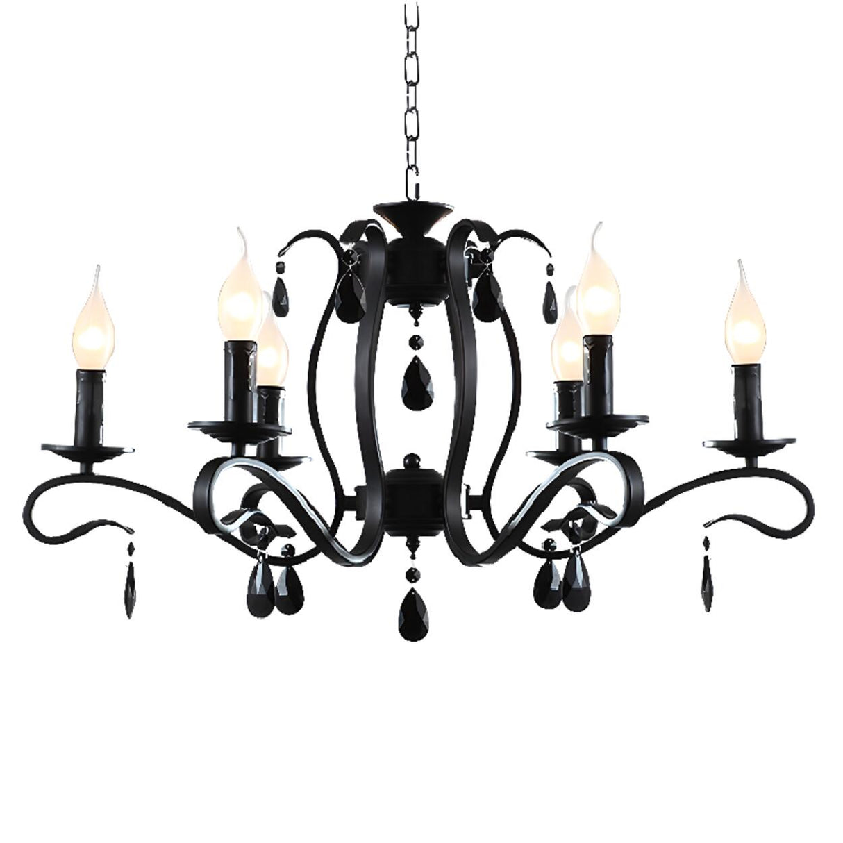 6-Light Classic Iron Chain Candle Chandelier Image - 5