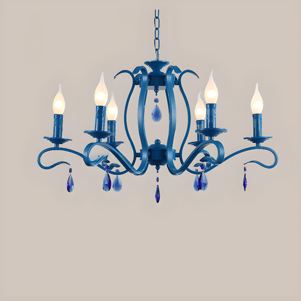 6-Light Classic Iron Chain Candle Chandelier Image - 7