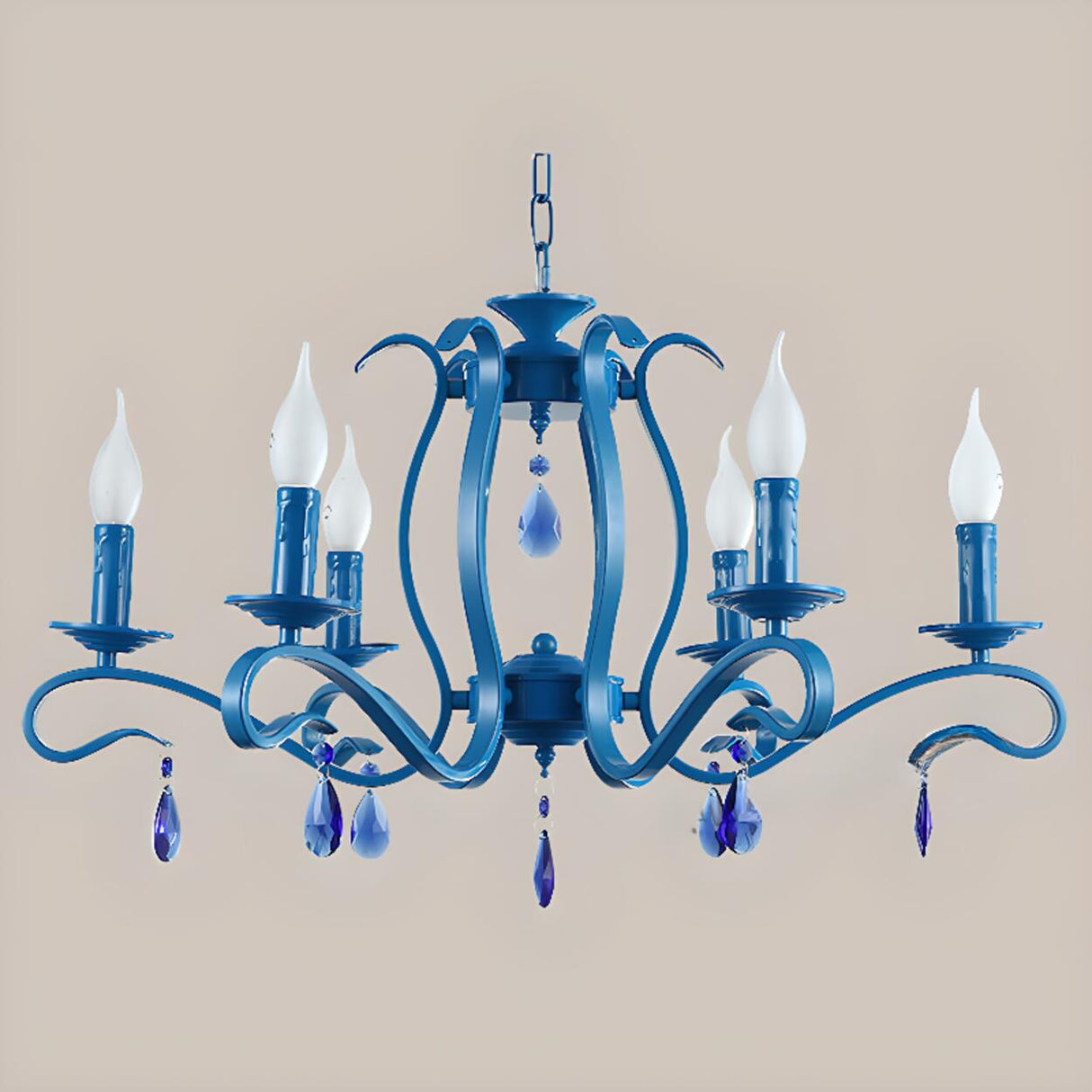 6-Light Classic Iron Chain Candle Chandelier Image - 9