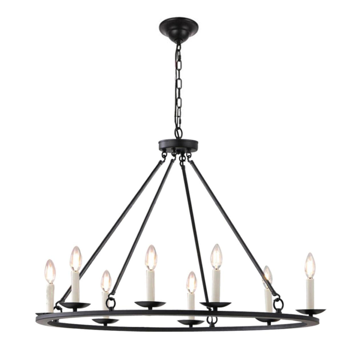 6-Light Industrial Black Round Candle Bulb Chandelier Image - 5