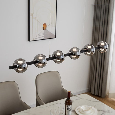 6-Light Modern Black Globe Island Pendant Light Image - 1