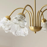 6-Light Modern Brass Floral Crystal Chandelier Image - 12