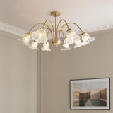 6-Light Modern Brass Floral Crystal Chandelier Image - 14