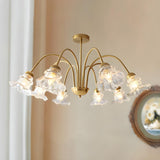 6-Light Modern Brass Floral Crystal Chandelier Image - 5