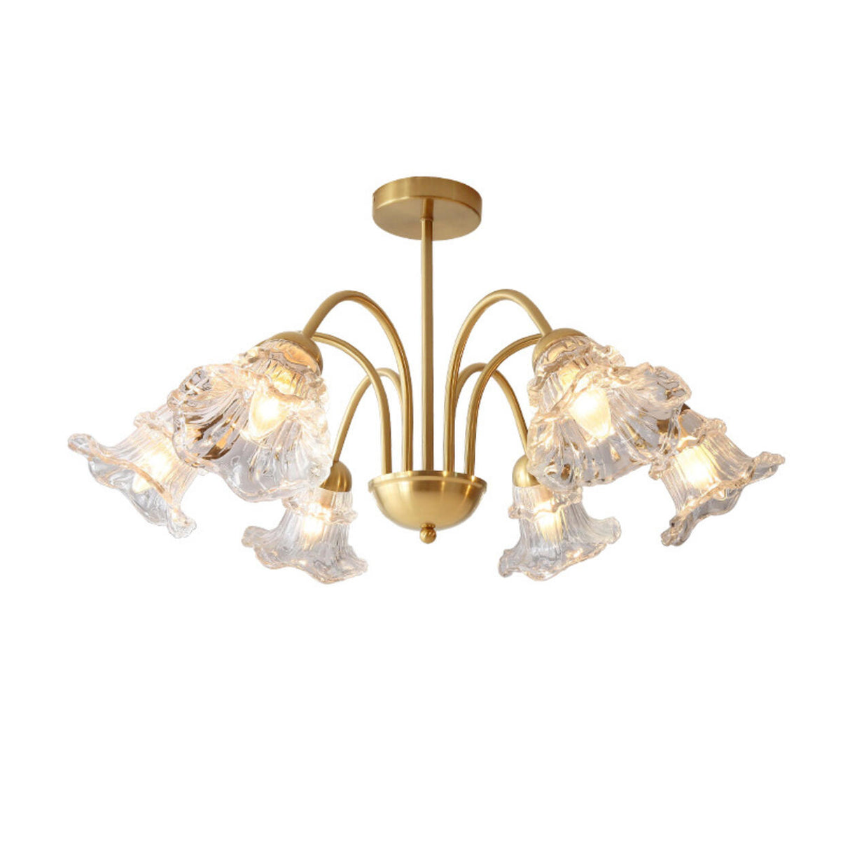 6-Light Modern Brass Floral Crystal Chandelier Image - 8