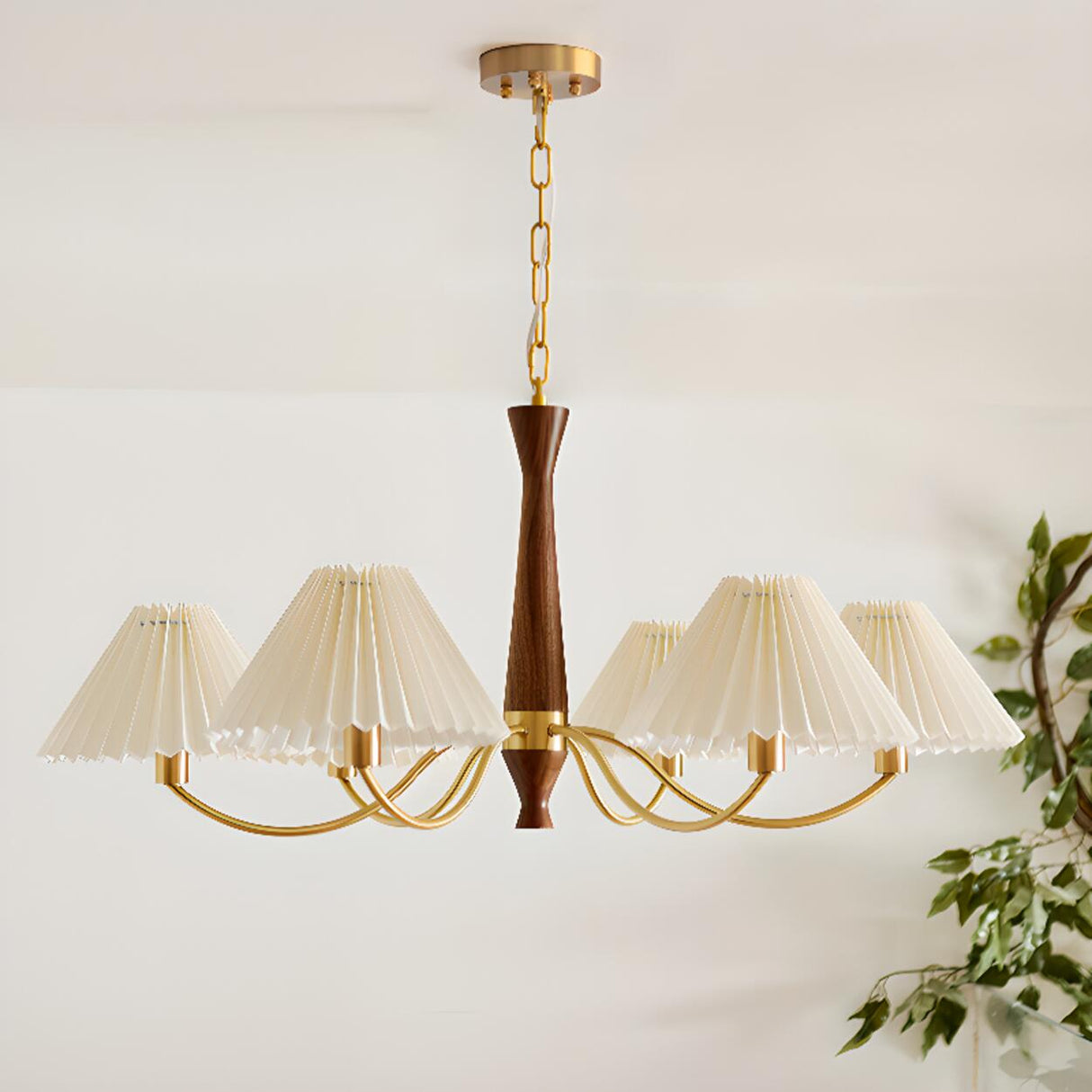 6-Light Modern Fabric Adjustable Height Chandelier  Image - 1