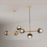 6-Light Modern Glass Globe Gold Island Pendant Light Image - 10