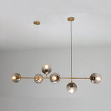 6-Light Modern Glass Globe Gold Island Pendant Light Image - 9