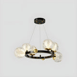 6-Light Modern Gold Ring Clear Glass Ball Chandelier Image - 4