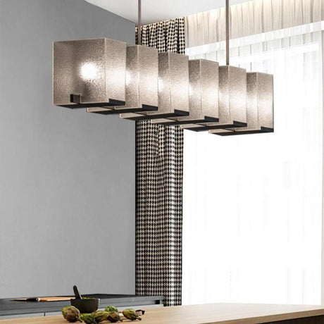 6-Light Modern Rectangular Textured Island Light Image - 1