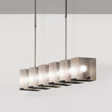 6-Light Modern Rectangular Textured Island Light Image - 3