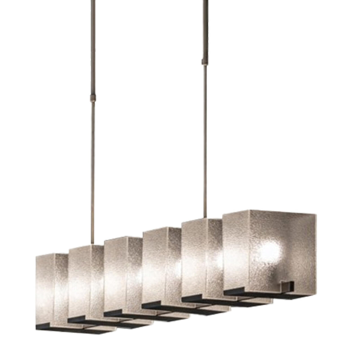 6-Light Modern Rectangular Textured Island Light Image - 5