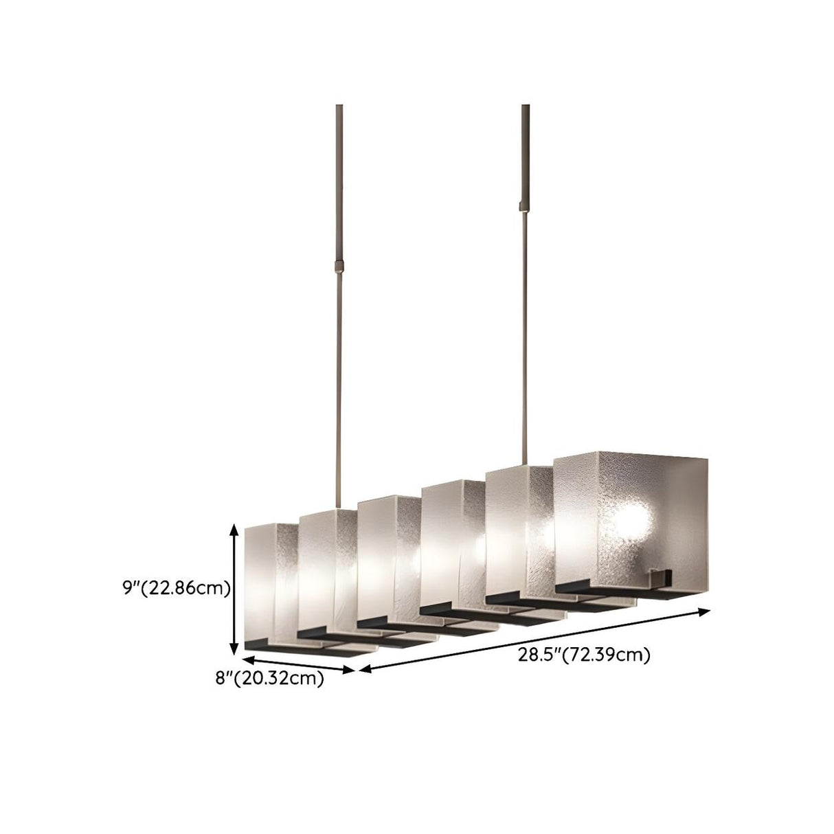 6-Light Modern Rectangular Textured Island Light 