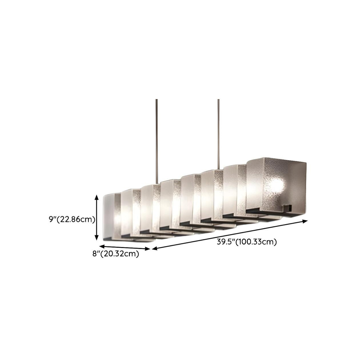 6-Light Modern Rectangular Textured Island Light Image - 9