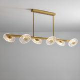 6-Light Textured Glass Round Gold Pendant Light Image - 10