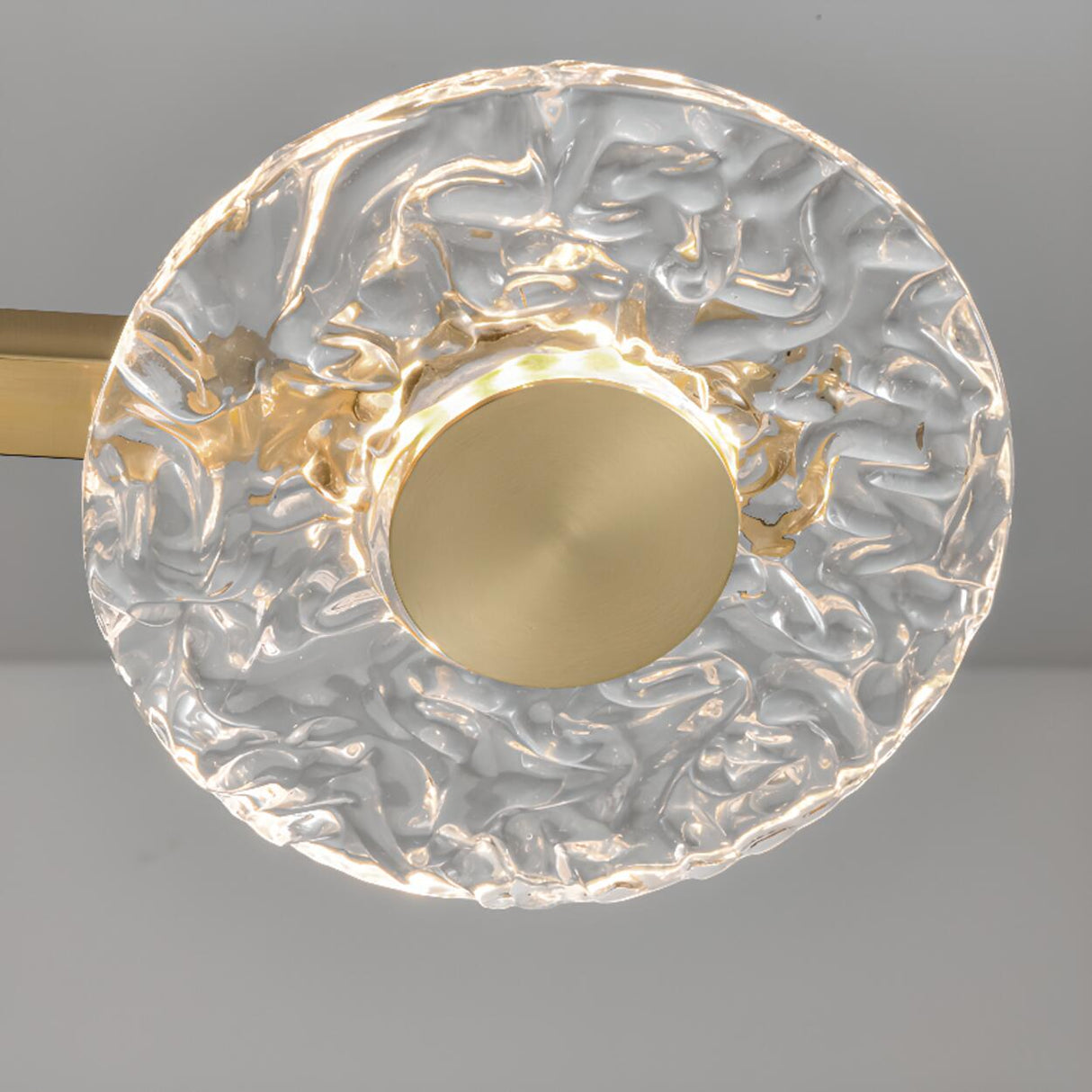 6-Light Textured Glass Round Gold Pendant Light Image - 11