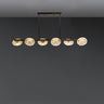 6-Light Textured Glass Round Gold Pendant Light Image - 2